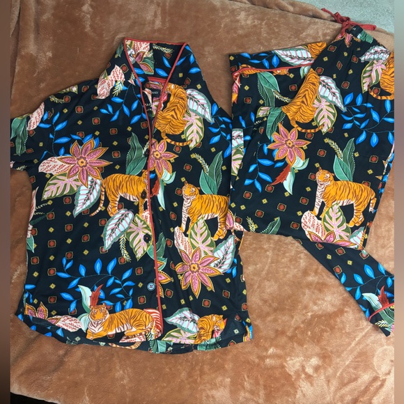Room Service Other - Room service Colorful Tiger Print Pajama Set – Two Piece Top & Pants